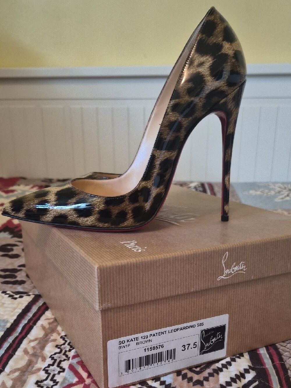 Christian Louboutin Leopard Patent Pumps with Red Soles - Picture 3 of 5